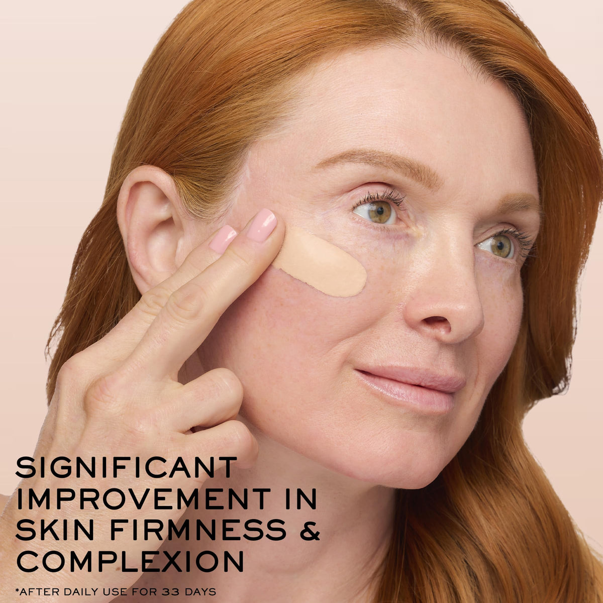Lancôme before and after application on face showing even tone and lifting benefit