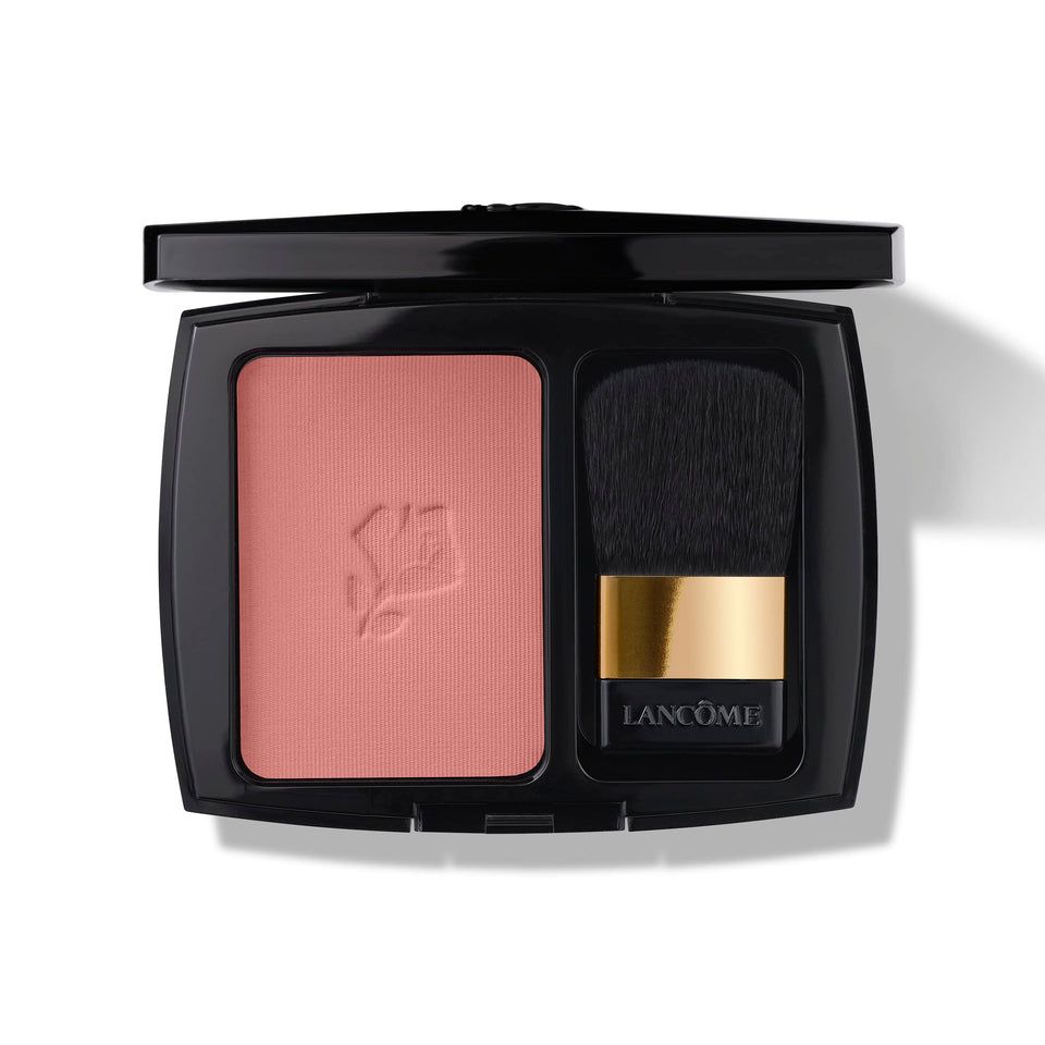 Lancôme front compact showing shade 345 Rose Fresque and included brush for precision