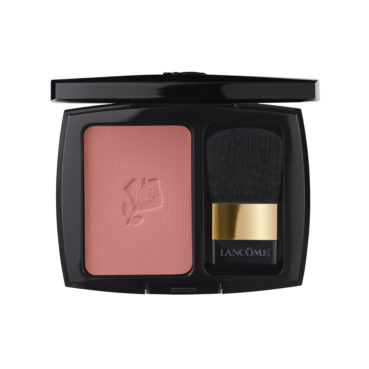 Lancôme compact front view showing shade 319 Sheer Amoureuse and deluxe finish benefits
