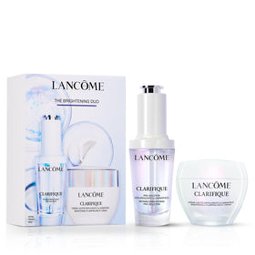 Lancôme front packaging of Clarifique duo showing both products and gift box benefit ready-to-gift