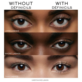 Lancôme Définicils applied on model closeup illustrating natural length, definition, and gentle eye comfort