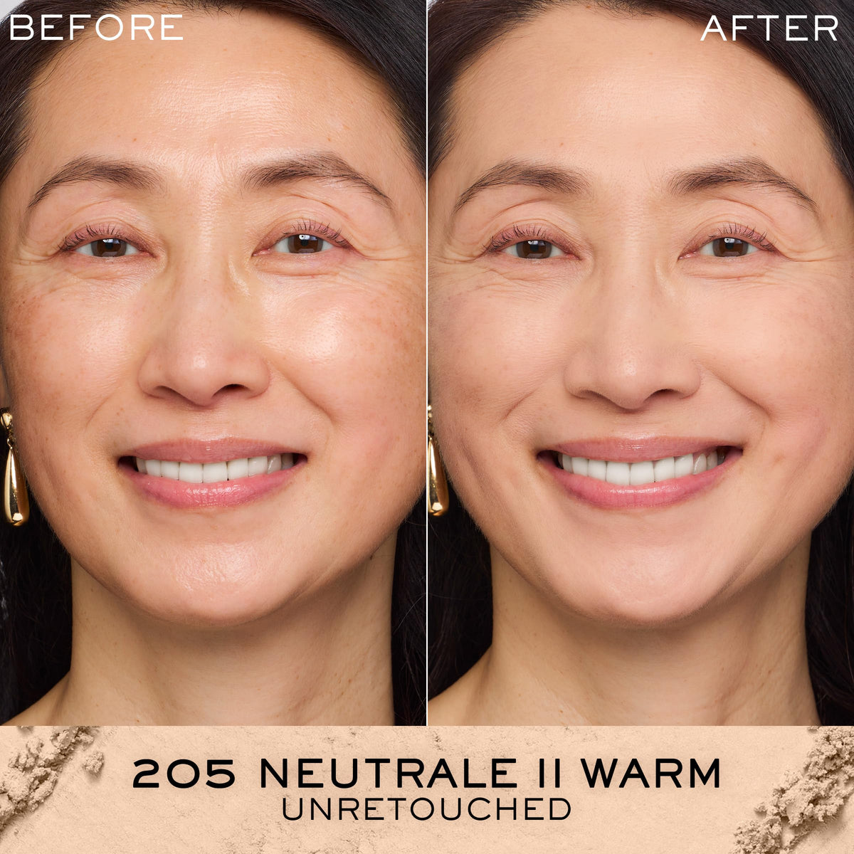 Lancôme sponge damp application demonstrating buildable, cream-like coverage