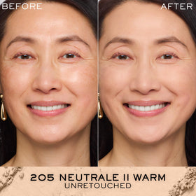 Lancôme sponge damp application demonstrating buildable, cream-like coverage