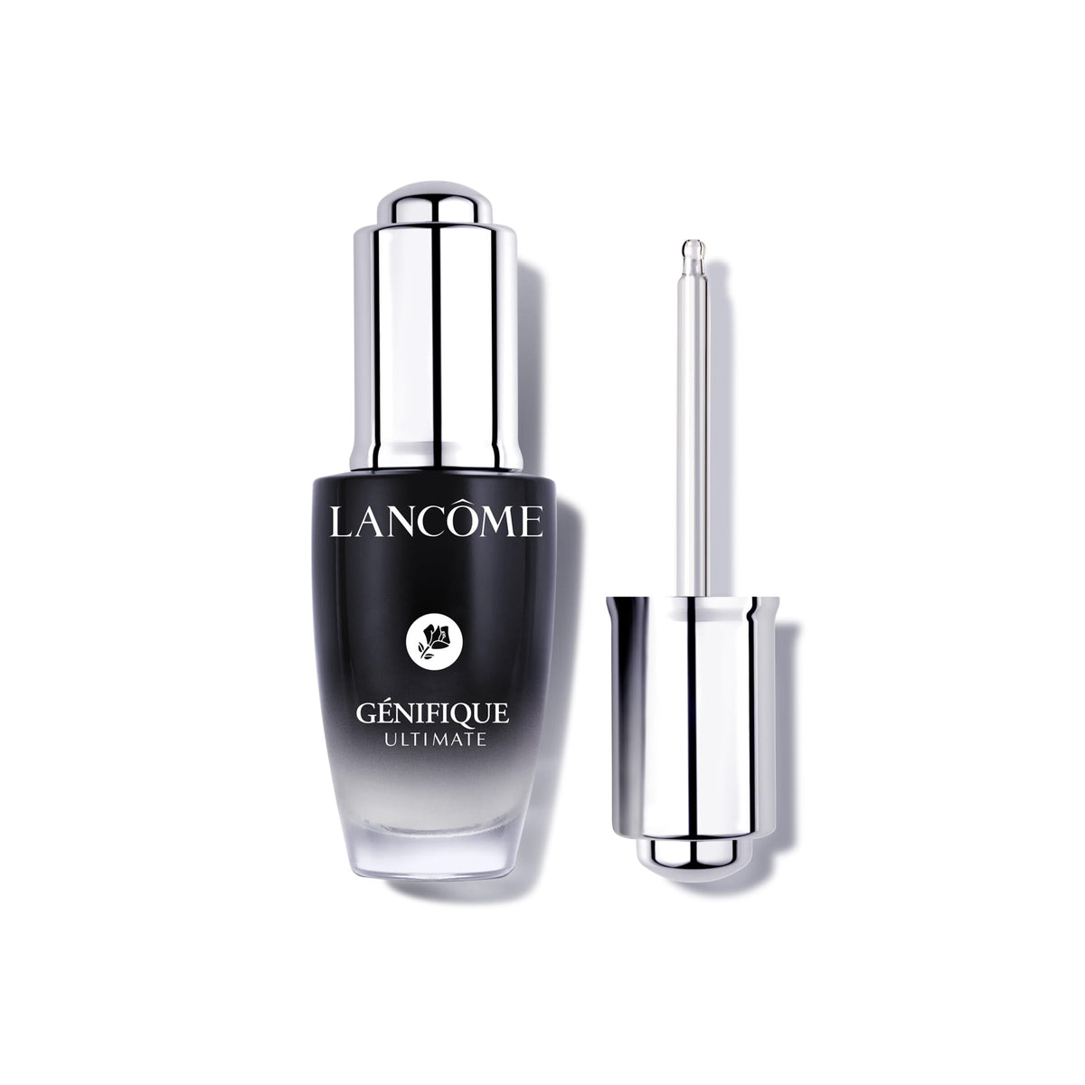 Lancôme bottle front view showing elegant packaging and immediate hydration benefit