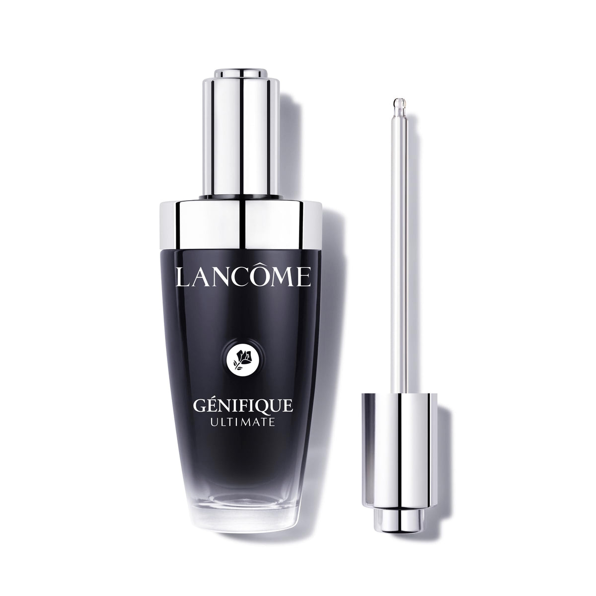 Lancôme Génifique front packaging showing sleek refillable bottle and premium design