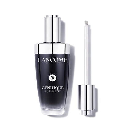 Lancôme Génifique front packaging showing sleek refillable bottle and premium design