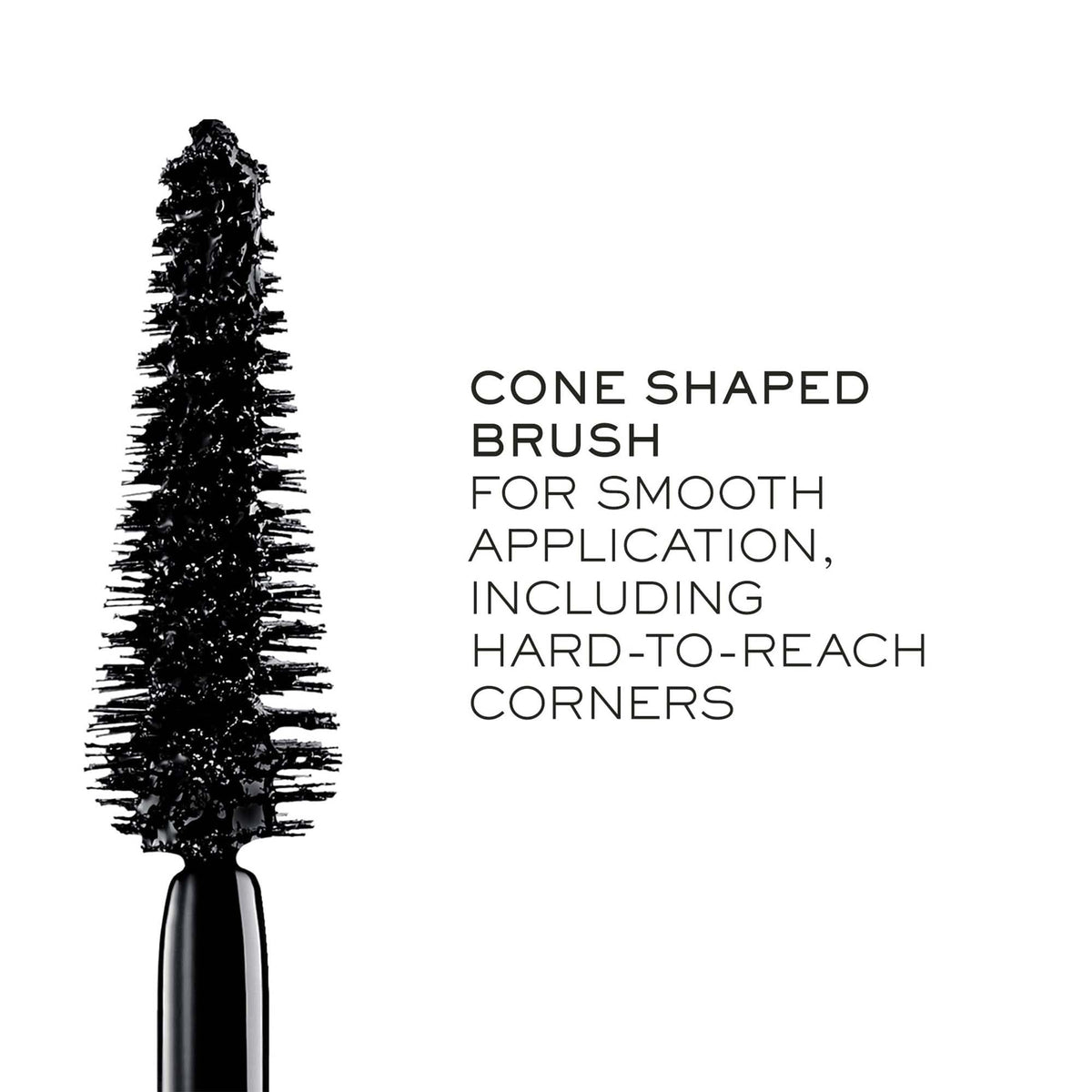 Lancôme on model eye closeup displaying lifted, fanned lashes for wide-eye effect