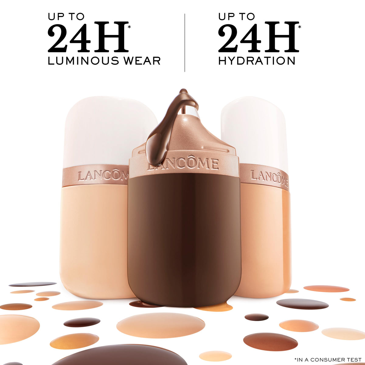 Lancôme Idôle on model in lifestyle setting showing dewy, everyday radiance