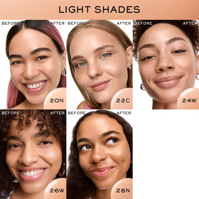 Lancôme split-face before and after demonstrating subtle coverage