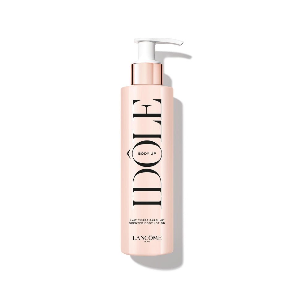 Lancôme Idôle bottle front view showing sleek packaging and hydrating lotion benefit