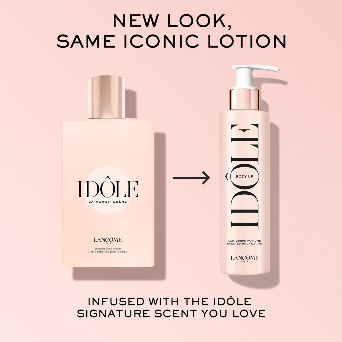 Lancôme Idôle bottle held in hand showing product scale and convenient size
