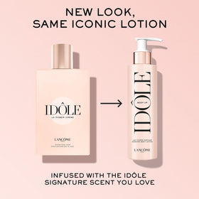 Lancôme Idôle bottle held in hand showing product scale and convenient size
