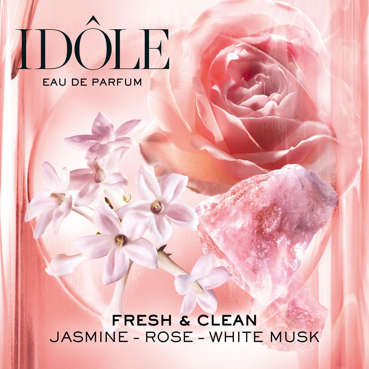 Lancôme Idôle lotion paired with Idôle perfume showing scent layering benefit