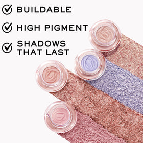 Lancôme Idôle applied on eyelid showing crease-resistant shimmer and even coverage