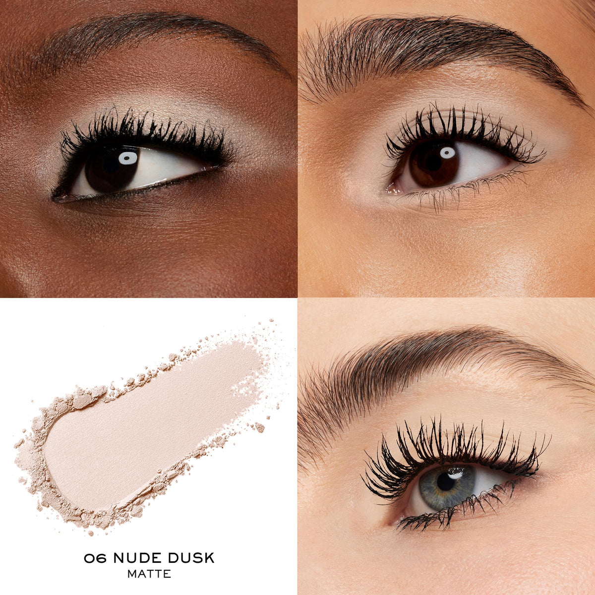 Lancôme Idôle arm swatch of Nude Dust showing luminous pigment and smooth payoff