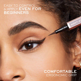 Lancôme eyeliner in hand applying smooth lash-line for steady, one-stroke control