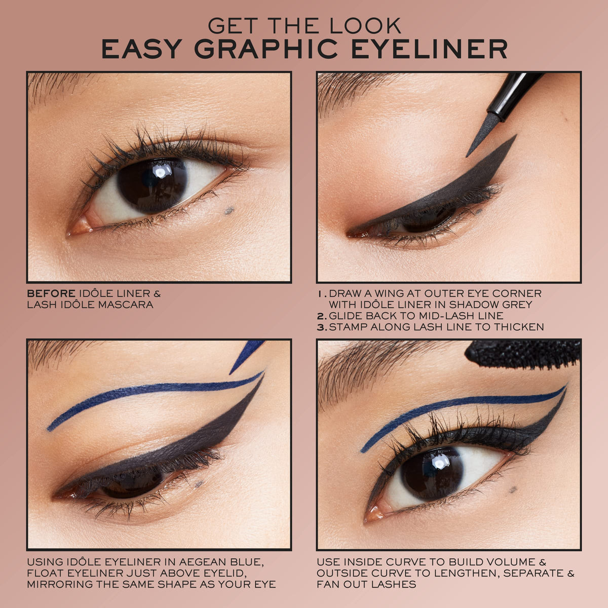 Lancôme liner held beside fingers showing product scale and ergonomic control for precise application
