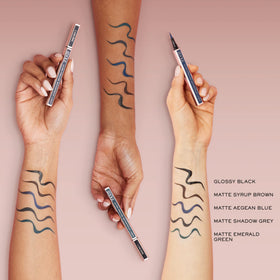 Lancôme green liner swatch showing luminous pigment payoff and smooth, even coverage