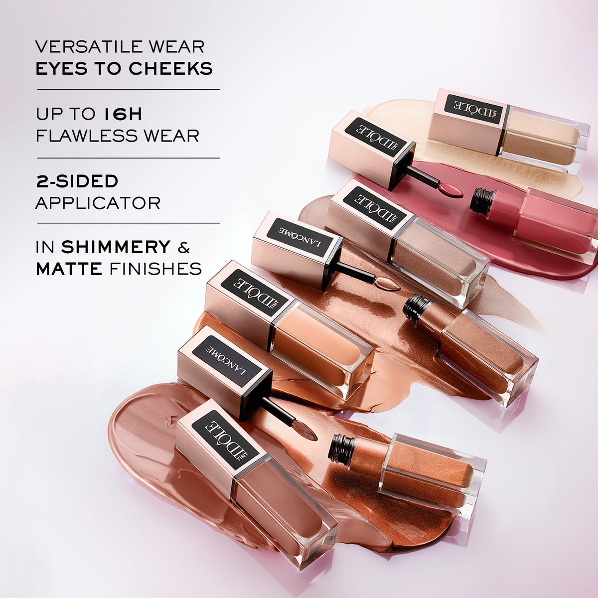 Lancôme texture swipe of Strawberry Latte displaying creamy buildable pigment