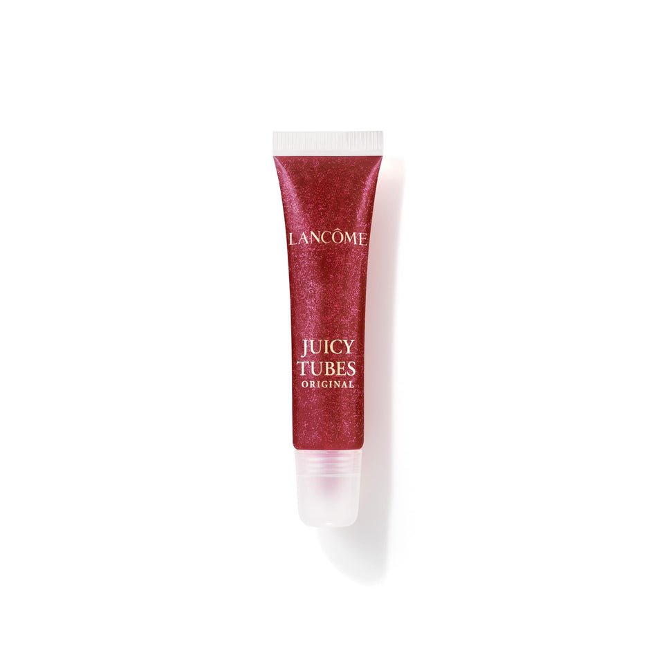 Lancôme Juicy Tubes front tube showing cherry shade and glossy finish benefit