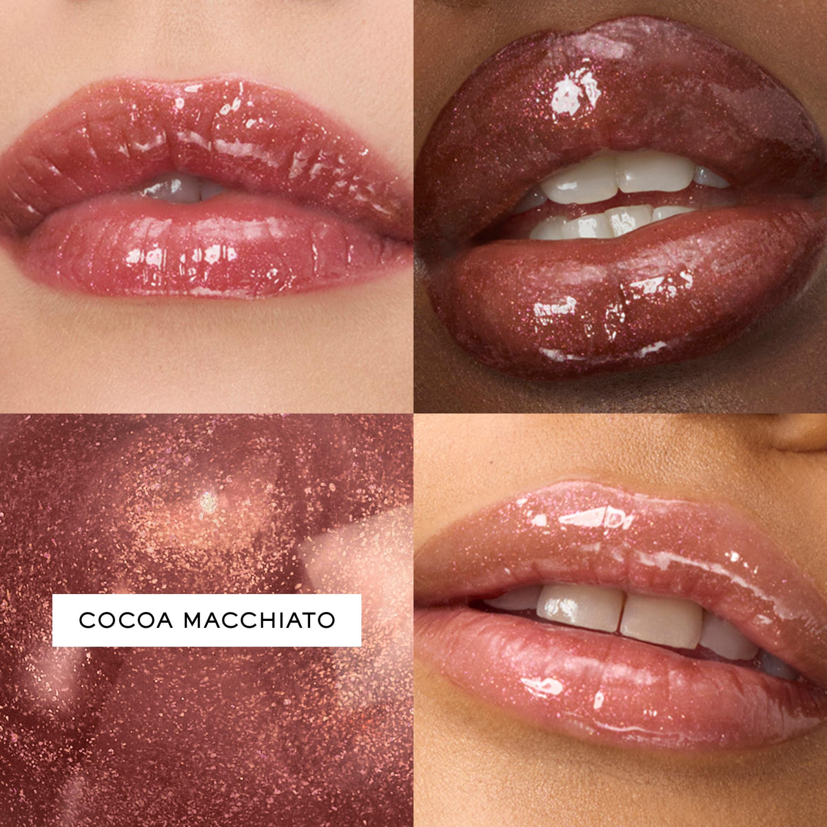 Lancôme gloss texture swiped showing glossy finish and 4-hour hydration benefit
