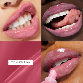 Lancôme gloss texture swirled on white showing juicy, glossy finish and hydration