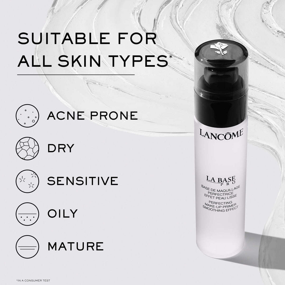Lancôme La Base Pro before and after foundation demonstrating refined texture benefit