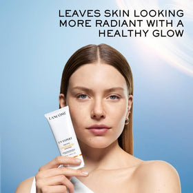 Product label detail emphasizing Lancôme SPF 50 protection information