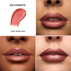 Lancôme open lipstick tube revealing creamy bullet for smooth application