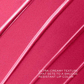 Lancôme lipstick applied on lips showing clean lines and smudge-resistant finish