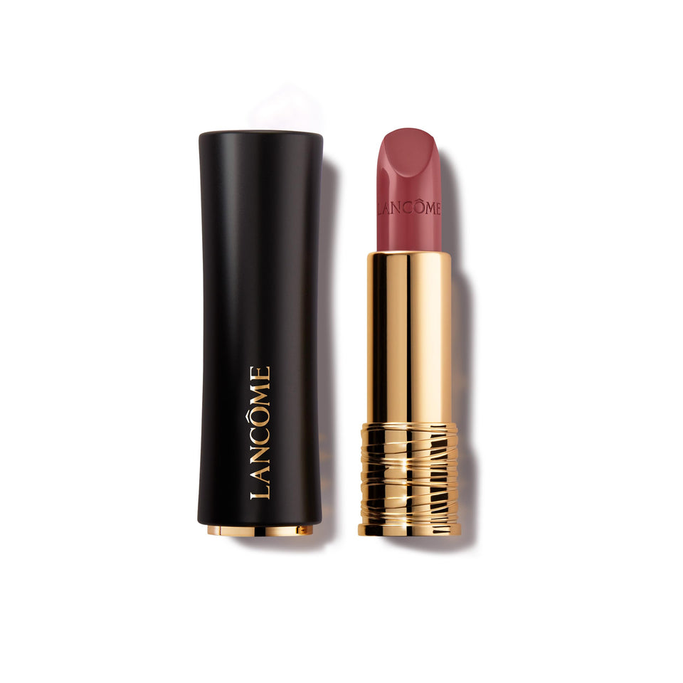 Lancôme lipstick front view showing luxurious case and shade Delice De Figue benefit elegant presentation