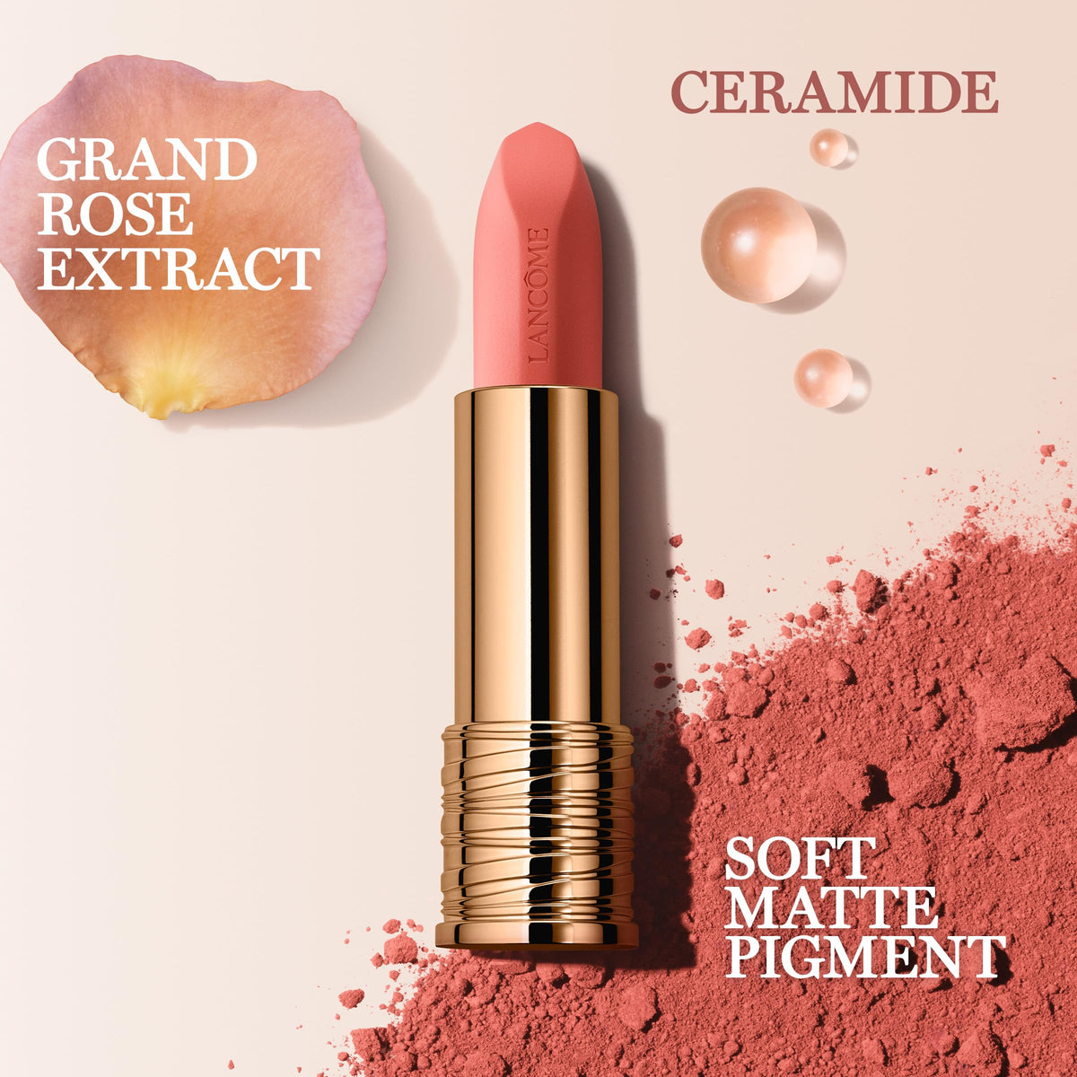 Lancôme swatch of creamy matte texture showing buildable color payoff