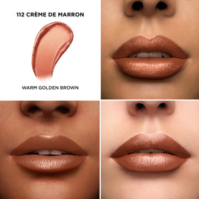 Lancôme lipstick bullet open to reveal creamy texture and luminous finish for smooth application