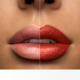 Lancôme size comparison showing lipstick scale for travel-friendly portability