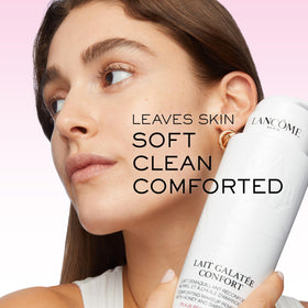 Lancôme cleanser in bathroom routine showing easy makeup removal
