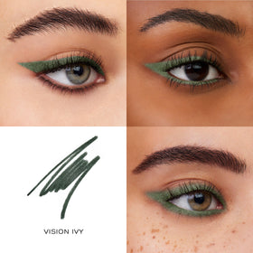 Lancôme green liner stroke on skin showing rich pigment and smooth texture