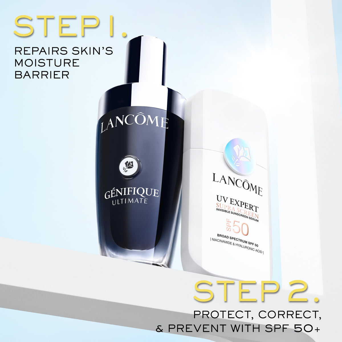 Lancôme in a morning routine setting showing easy makeup layering