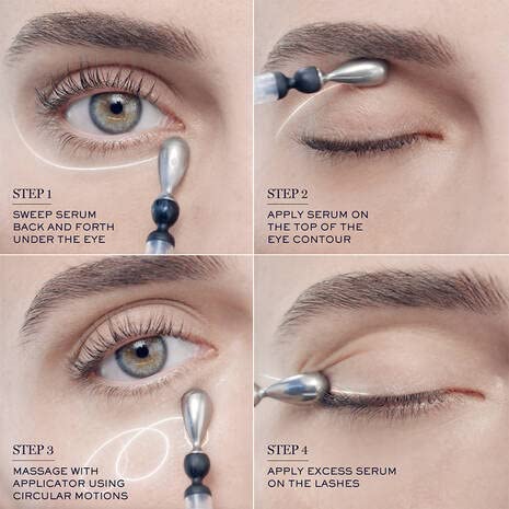 Lancôme application demonstration massaging under eye to reduce puffiness
