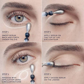Lancôme application demonstration massaging under eye to reduce puffiness