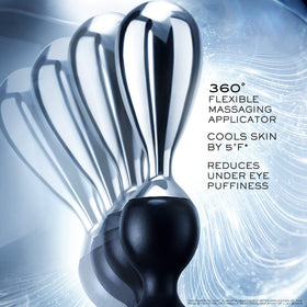 Lancôme cooling applicator close-up highlighting stainless-steel massage tip