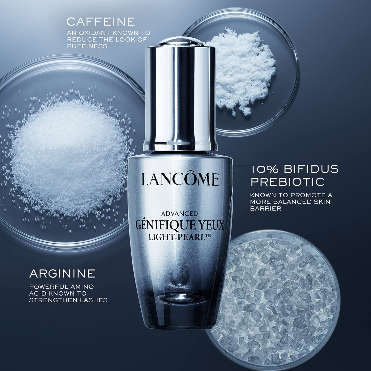 Lancôme serum texture on fingertip showing lightweight, hydrating finish