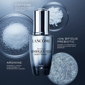 Lancôme serum texture on fingertip showing lightweight, hydrating finish