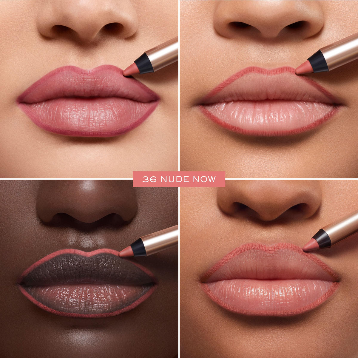 Lancôme lip idôle worn by model close-up demonstrating defined nude lips