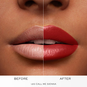 Lancôme lipstick beside coin to show size and portability benefit for on-the-go use