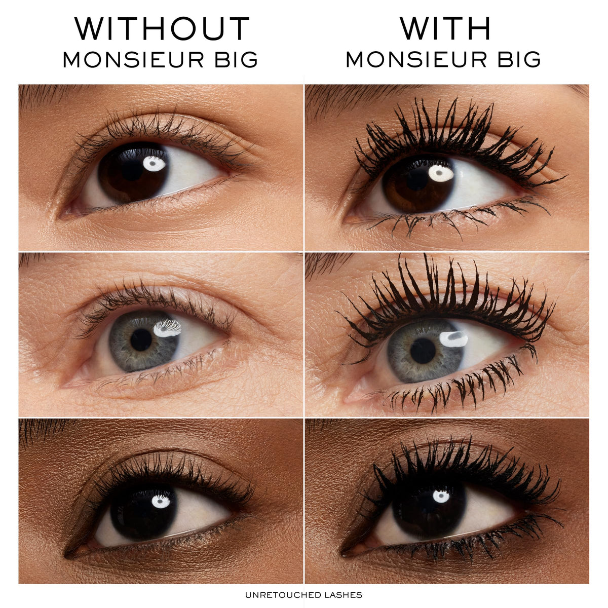 Model applying Lancôme Monsieur Big mascara for instant fuller, lifted lashes