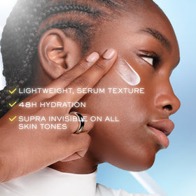 Lancôme model with radiant finish demonstrating natural glow benefit