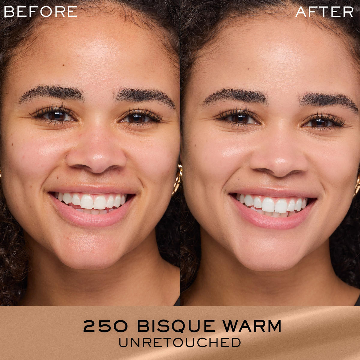 Lancôme Renergie Lift swatches on arm showing shade 250 and blendability benefits