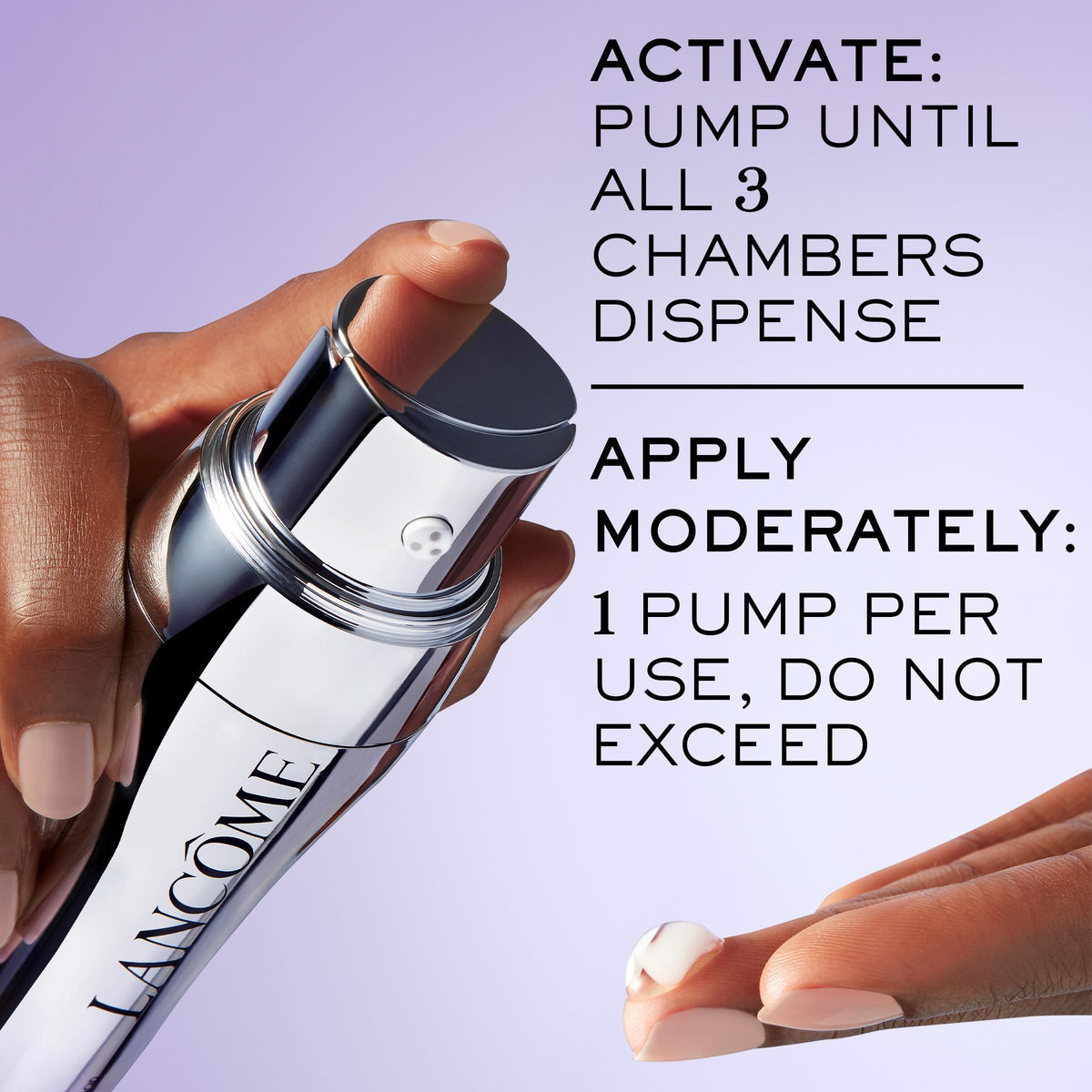 Lancôme application on hand demonstrating smooth absorption benefit