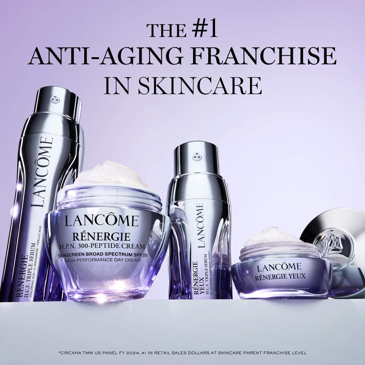 Lancôme before and after sample images showing improved smoothness and reduced spots benefit