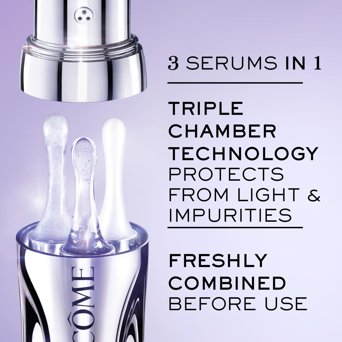 Lancôme ingredient callout with vitamin C emphasis, supports brightening
